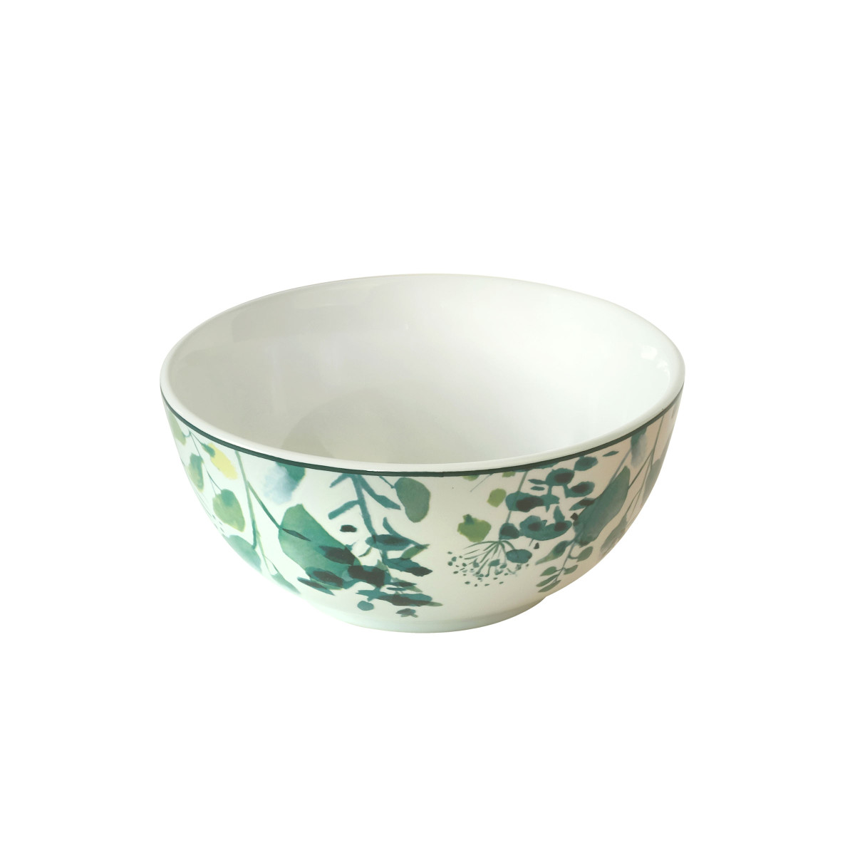 Coffret 6 bols déjeuner - OXALIS blanc/vert, MEDARD DE NOBLAT