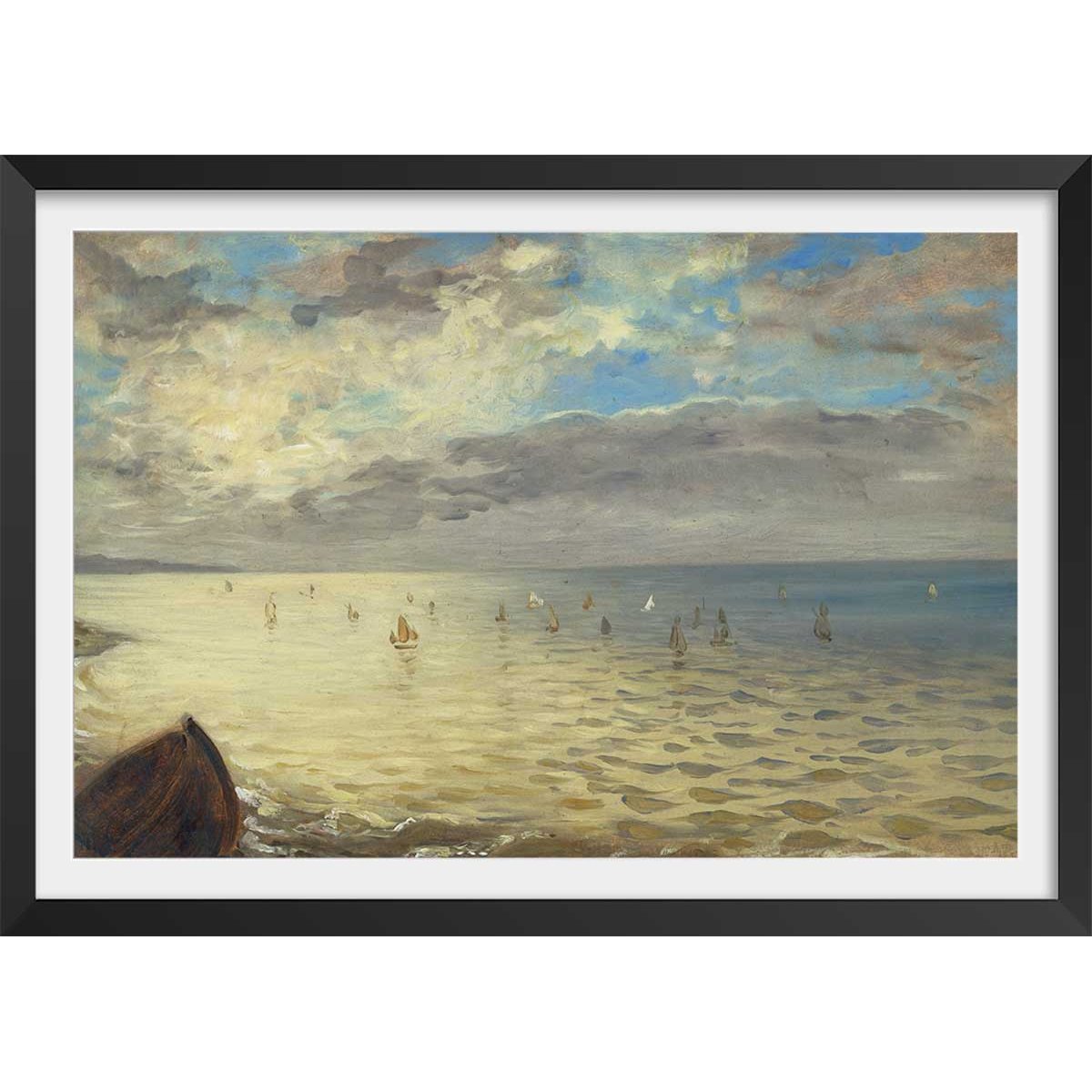 Poster La mer à Dieppe - Eugene Delacroix affiche + cadre en bois - noir, HEXOA