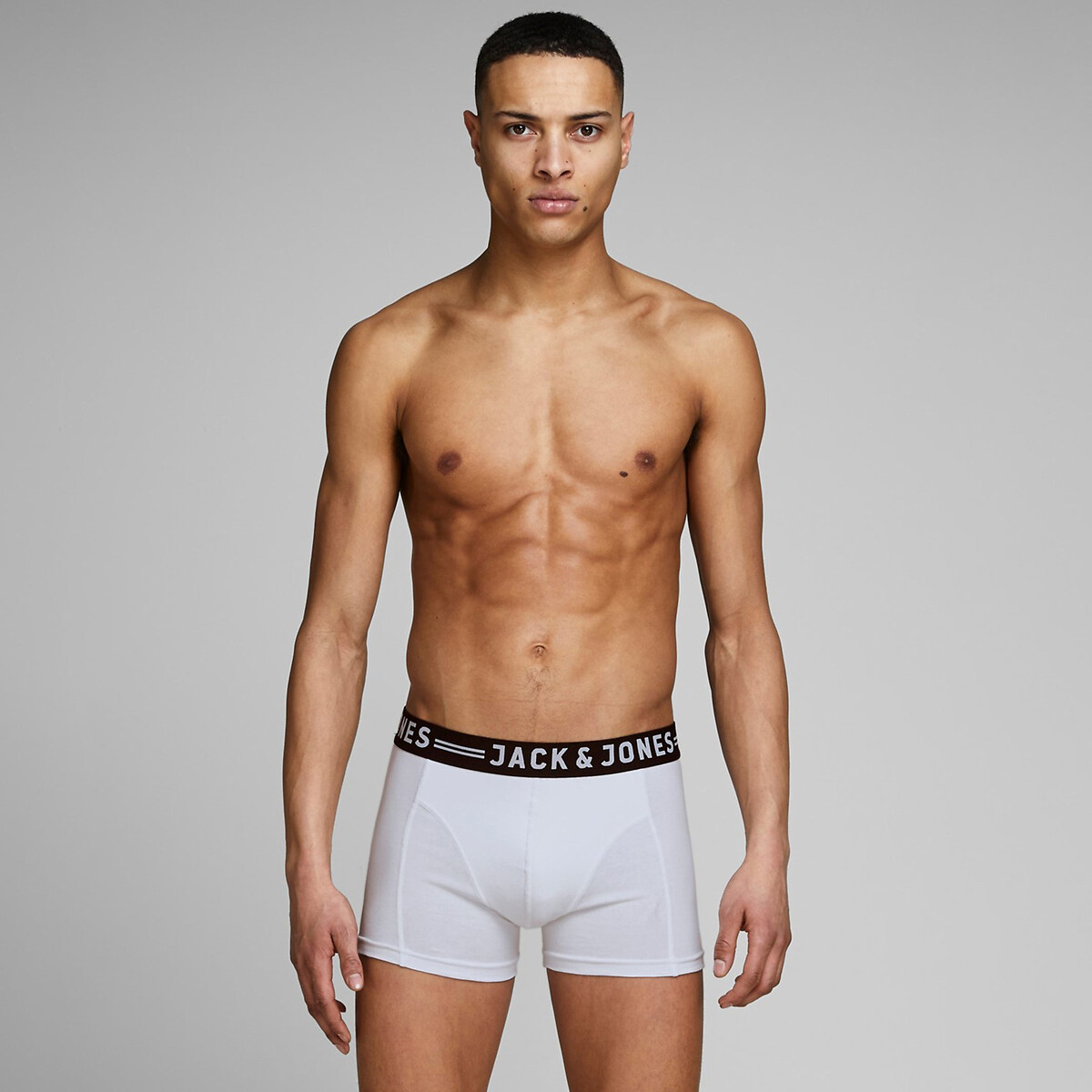 Lote de 3 boxers branco + preto + cinza mesclado, JACK & JONES