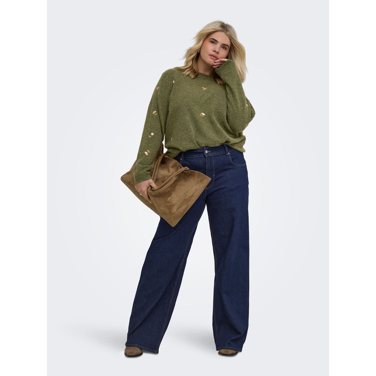 Pull En Maille burnt olive, ONLY CARMAKOMA