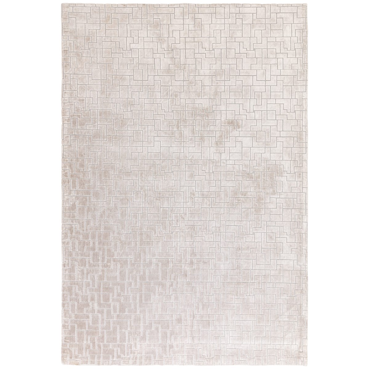 Tapis salon et chambre tissé main TETRIS argent, NOVATREND