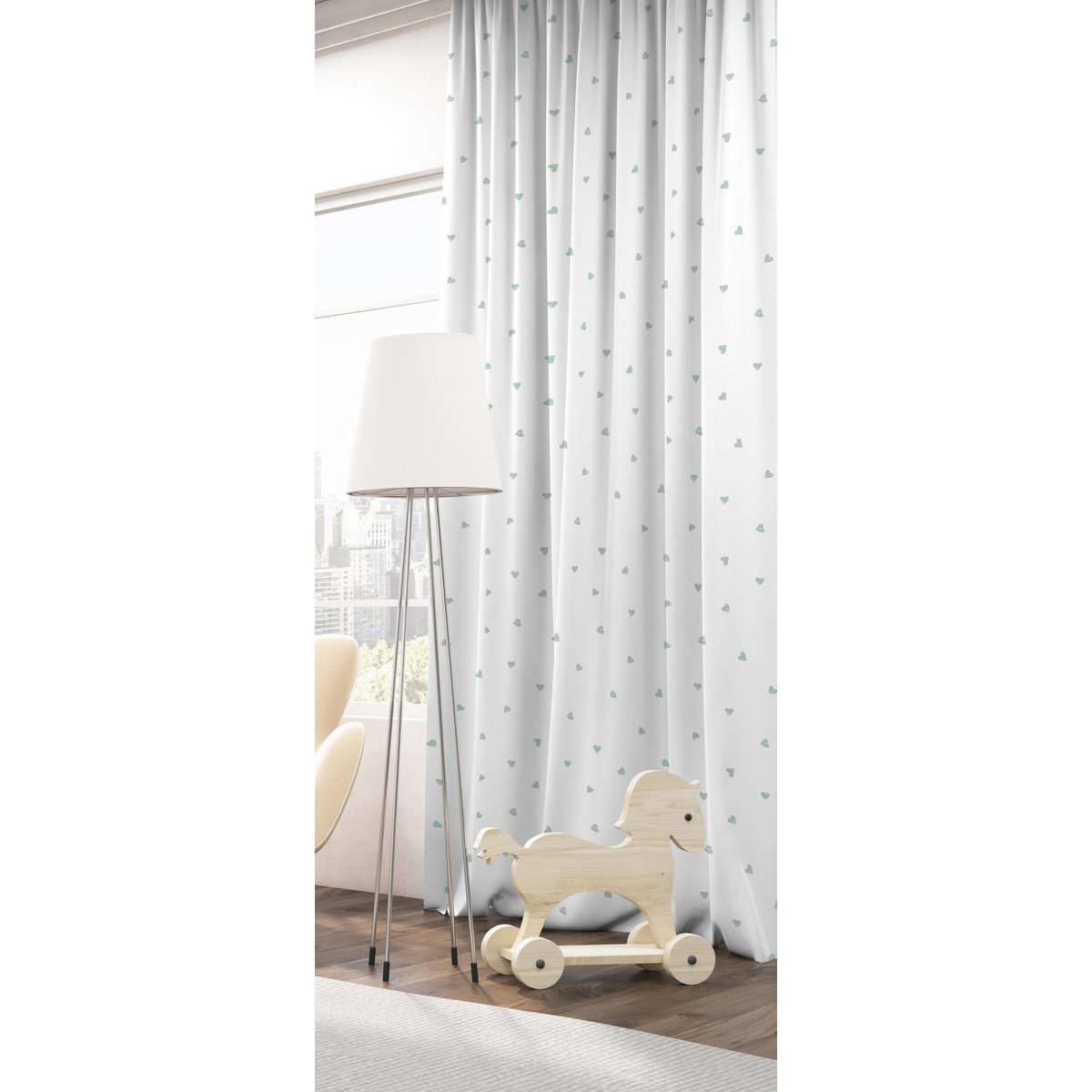 Rideau en coton, CUORE blanc, INSPIRE