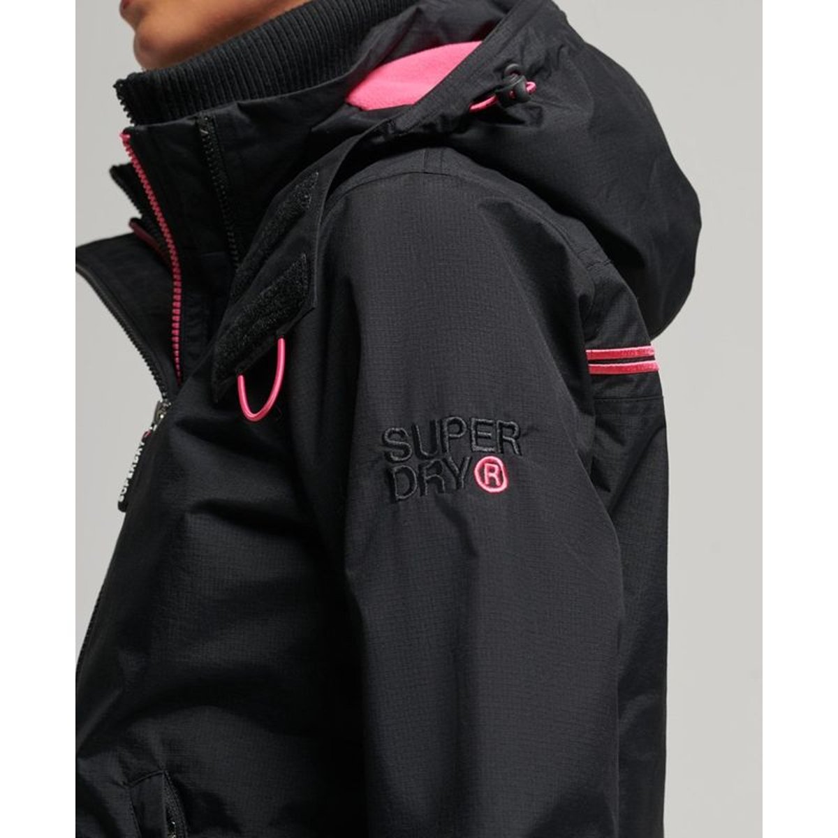 Veste à capuche Pop Zip Arctic SD-Windcheater noir/noir/rose punk, SUPERDRY