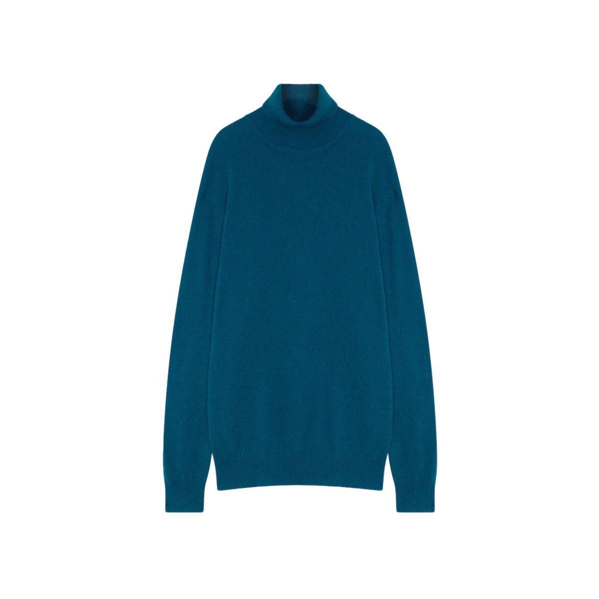 Pull Col Roulé Paon Connor bleu vert, JUST CASHMERE