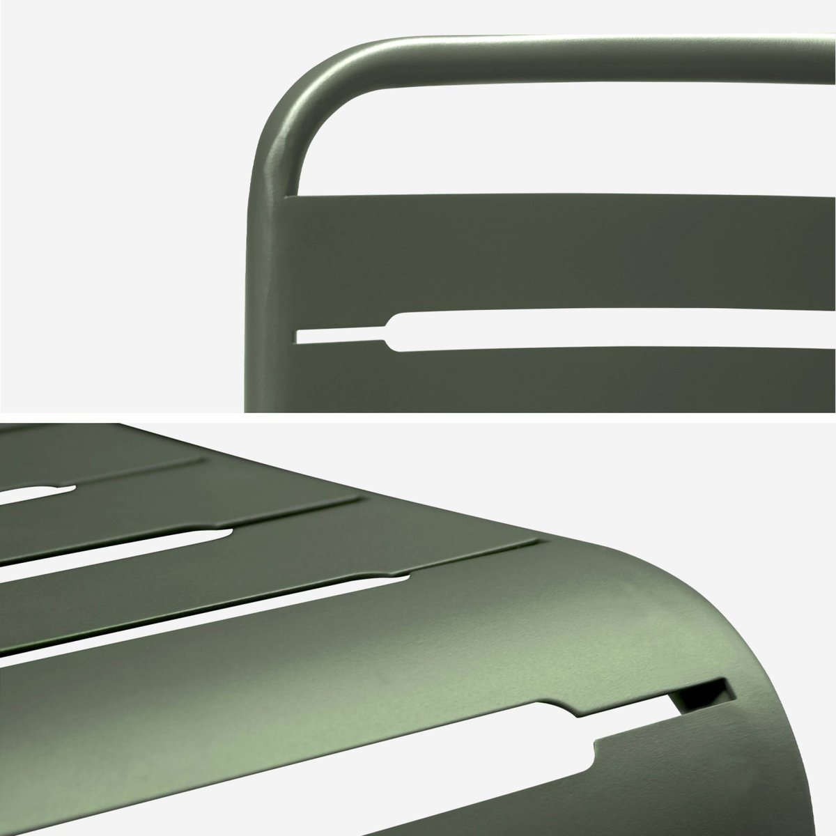Table de jardin bistrot ronde acier + 2 assises OREA + AMÉLIA kaki, SWEEEK