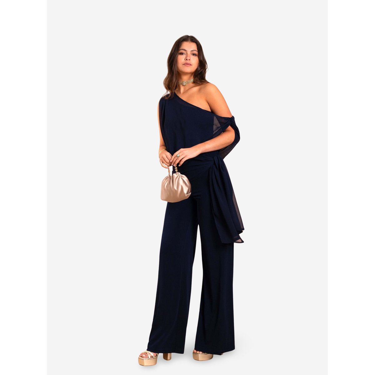 Combinaison longue en maille OLIVIA bleu, THE-ARE