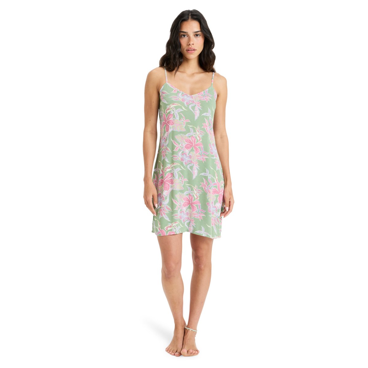 Robe courte HIBISCUS ISLAND. vert basil kartofeel apparel, ROXY