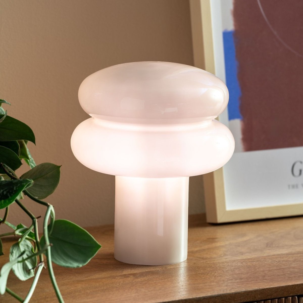 Lampe à poser en verre gris chaud POP gris, MILLUMINE