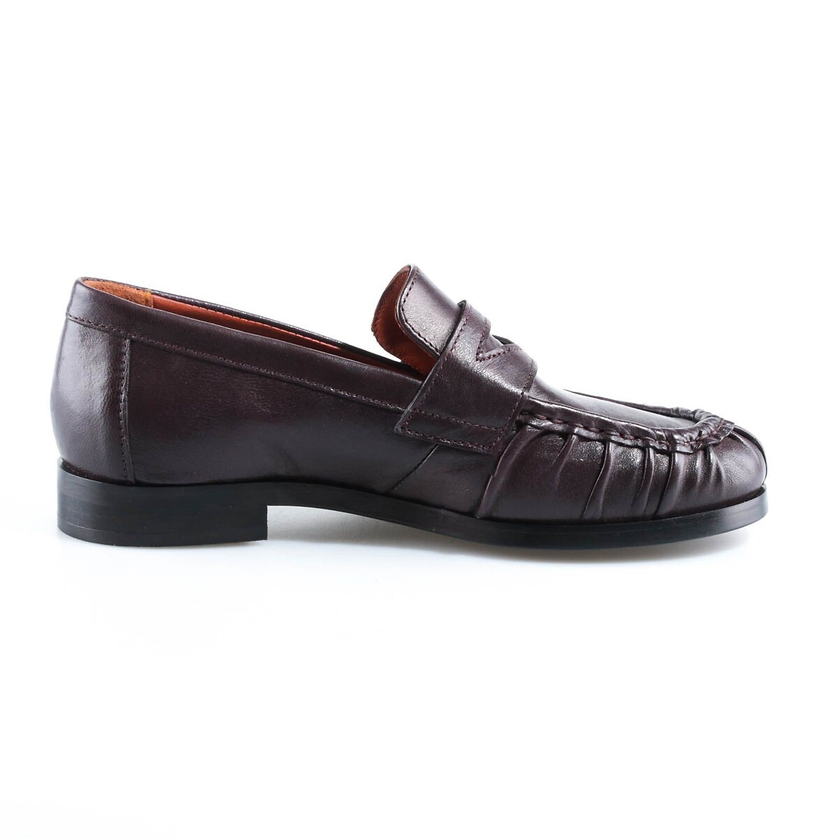 Pleated leather loafers burgundy, MJUS