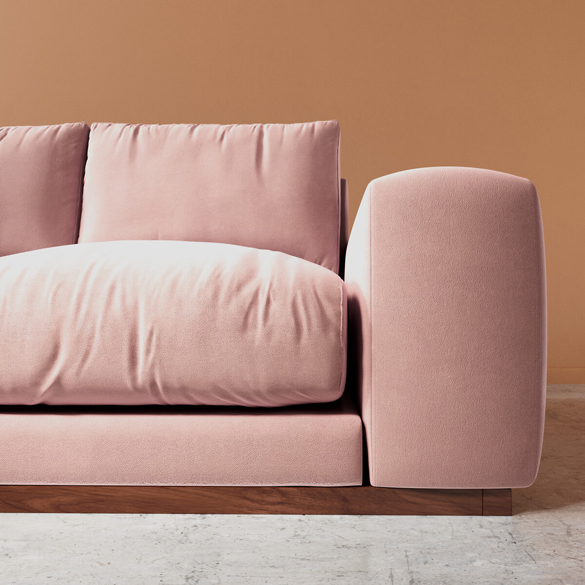 Denver Easy Velvet Corner Chaise Sofa blush pink, SWOON