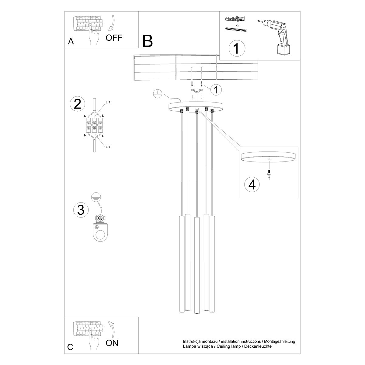 Suspension Acier Blanc G9 5 Pastelo blanc, EDEN