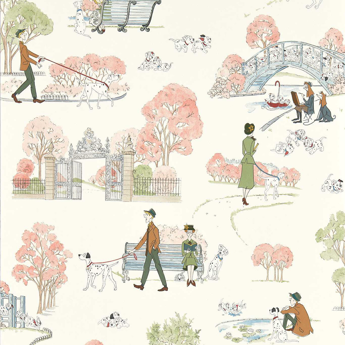 101 Dalmatians Candy Floss Wallpaper cream, SANDERSON X DISNEY