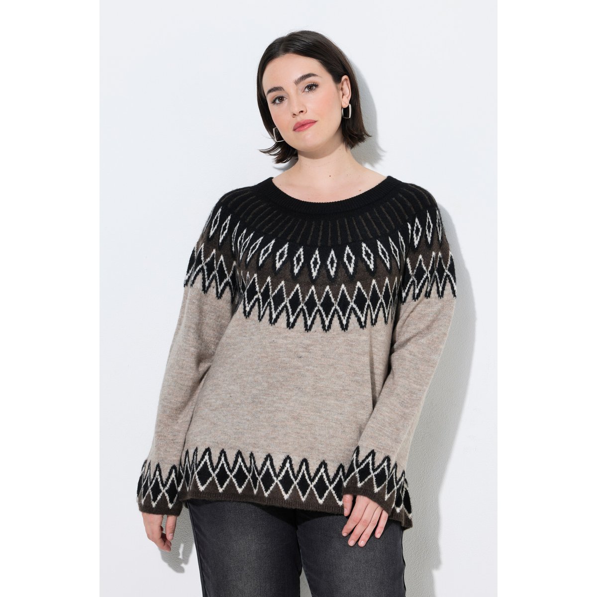 Pull à motif norvégien beige foncé, ULLA POPKEN