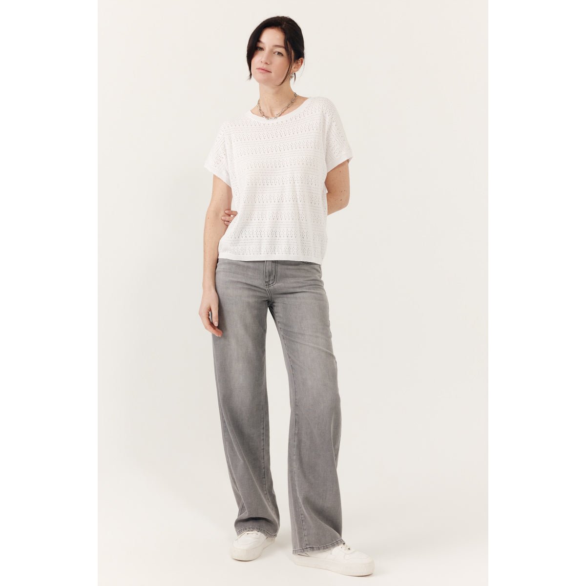 Top sans manches en maille fine Cheyenne white, ARTLOVE