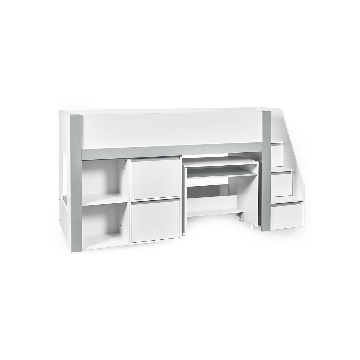Raya Wood Midsleeper Bed white/silver-coloured, SO'HOME