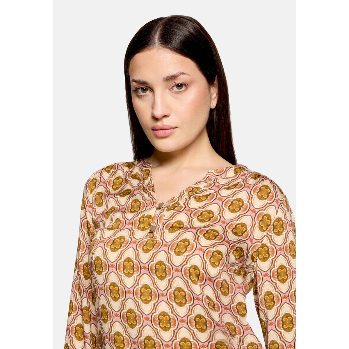 Blouse casual à boutons brown/rosé, CARTOON