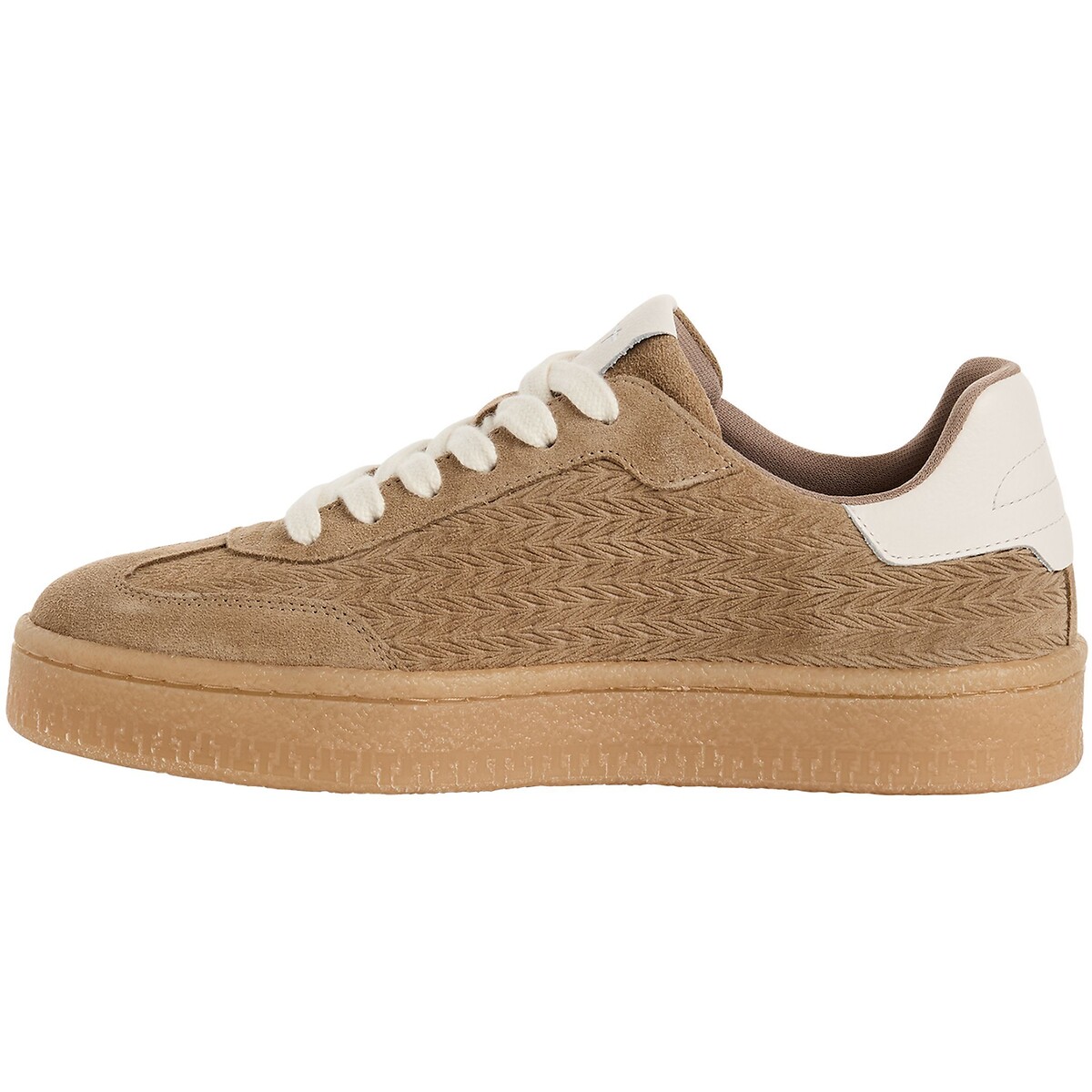 Baskets en cuir, semelle coloris miel taupe, TAMARIS