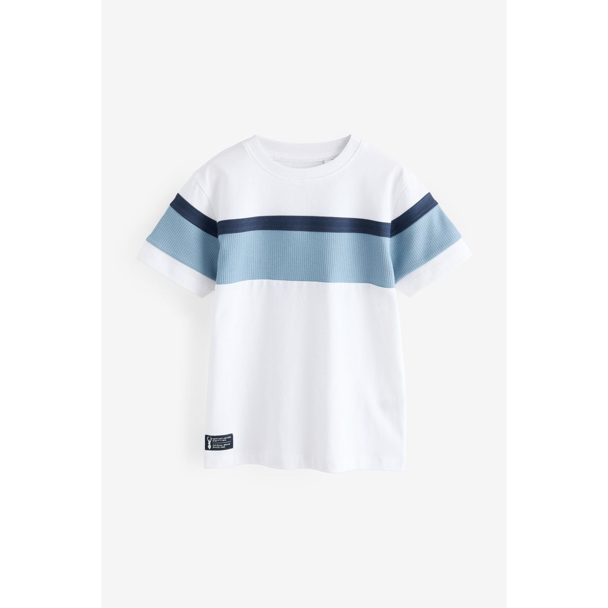 T-shirt multicolore à manches courtes blanc/bleu texturé, NEXT