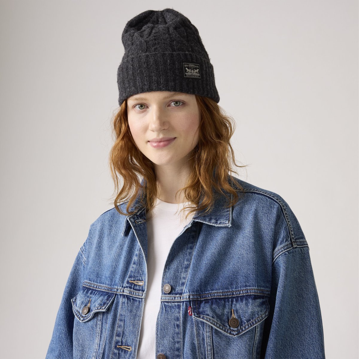 Bonnet à torsades Backpatch Holiday gris - light heather grey, LEVI'S