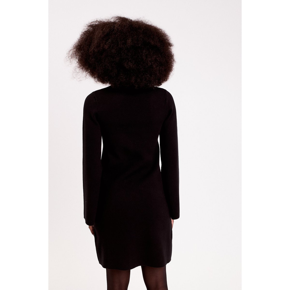 Robe manches longues col montant noir, CACHE CACHE