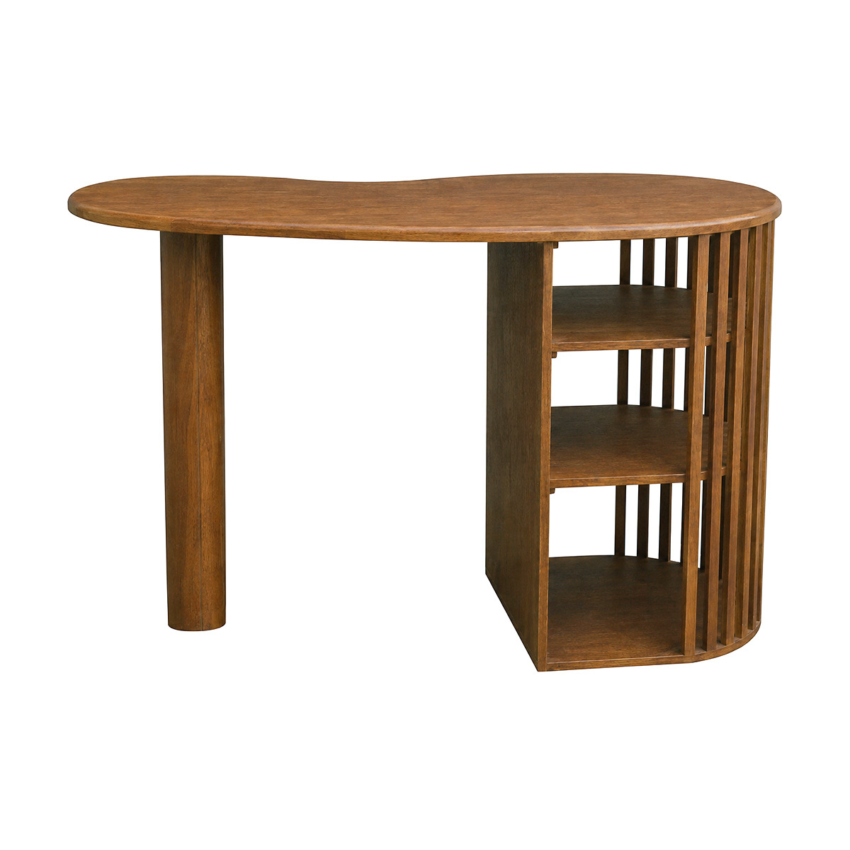 Ilot - table de bar avec rangements en bois foncé manguier massif H90 cm LOBIO couleur unique, MILIBOO
