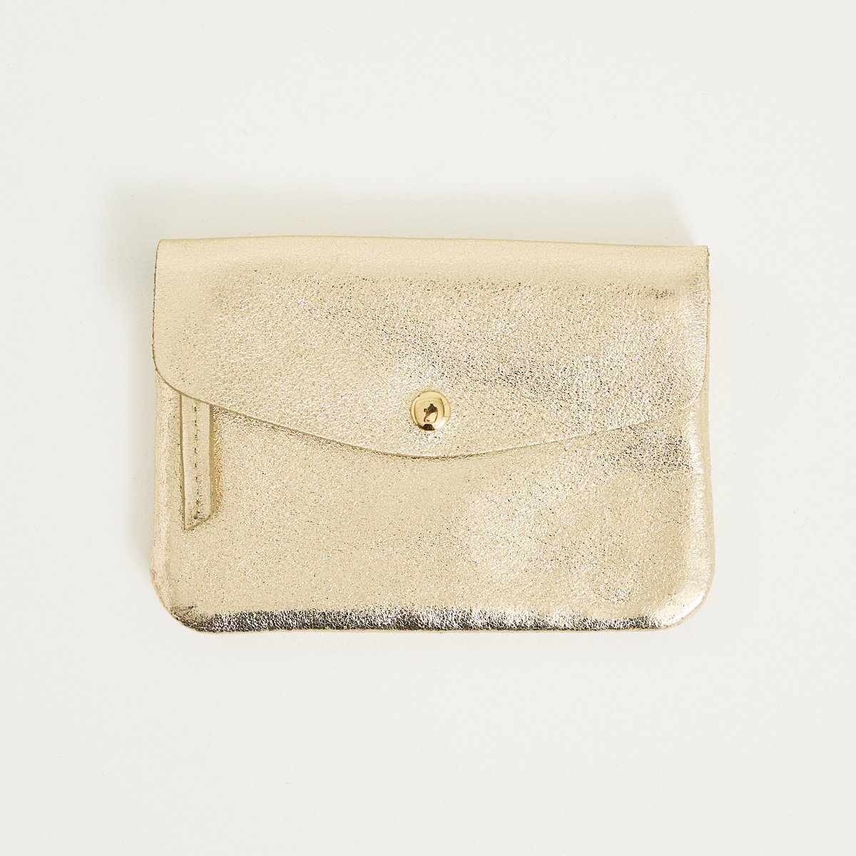 Porte-monnaie en croûte de cuir jaune couleur or, GRAIN DE MALICE