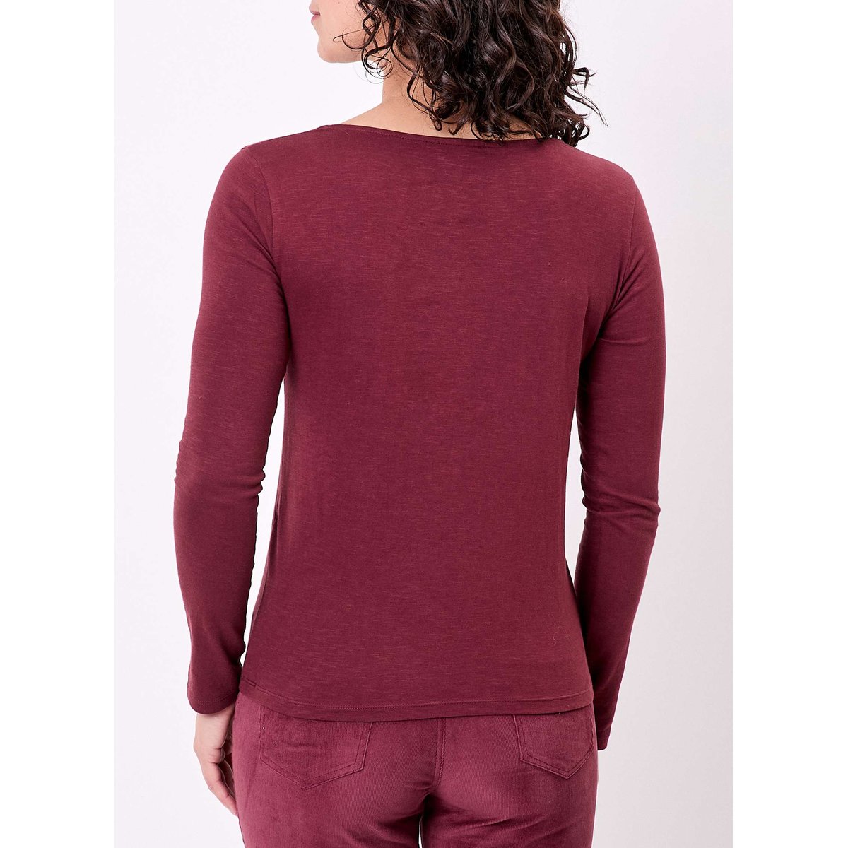 T-shirt col V coton bio VANPUR marron, LA FIANCÉE