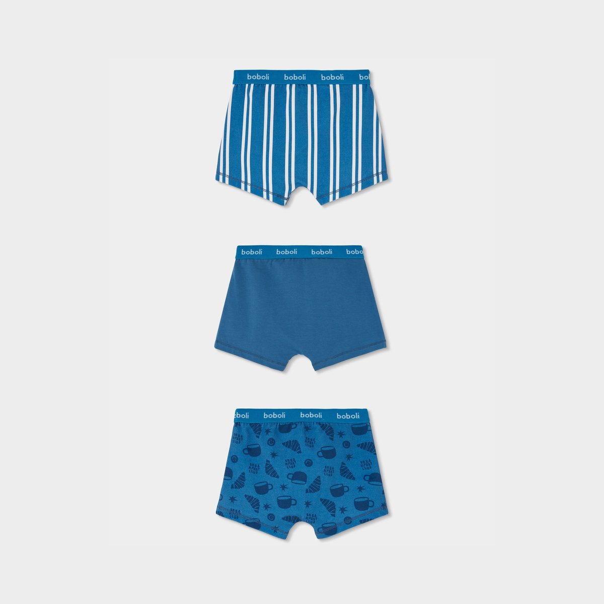 Lot 3 boxers imprimé rayures et croissants multicolore, BOBOLI