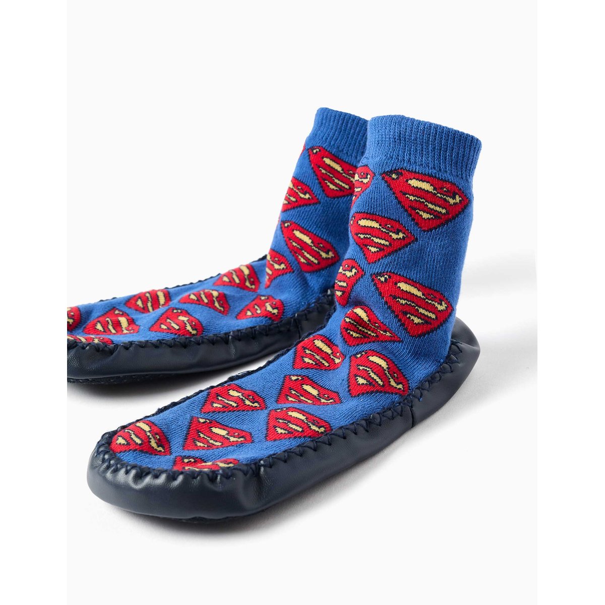 Chaussettes-chaussons avec semelle antidérapante et Superman bleu, ZIPPY