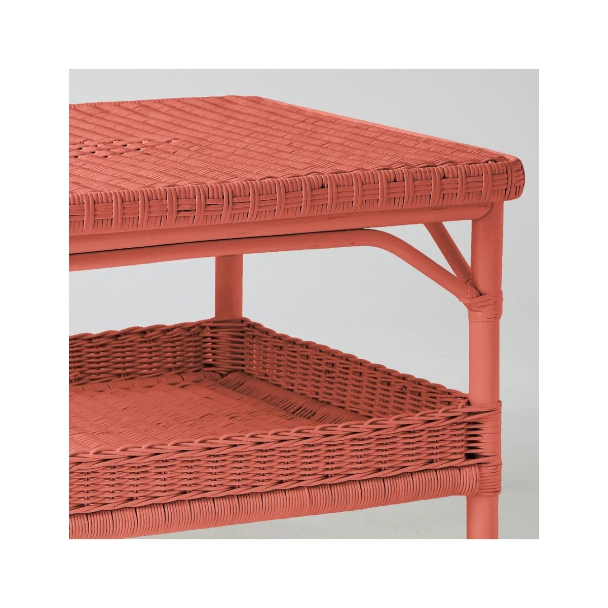 Table basse rectangulaire en rotin PRIMAVERA laqué bleu azur rose, KOK