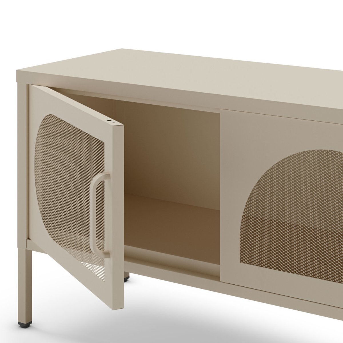Meuble TV 4 portes en métal L180cm- ZIO beige, DRAWER