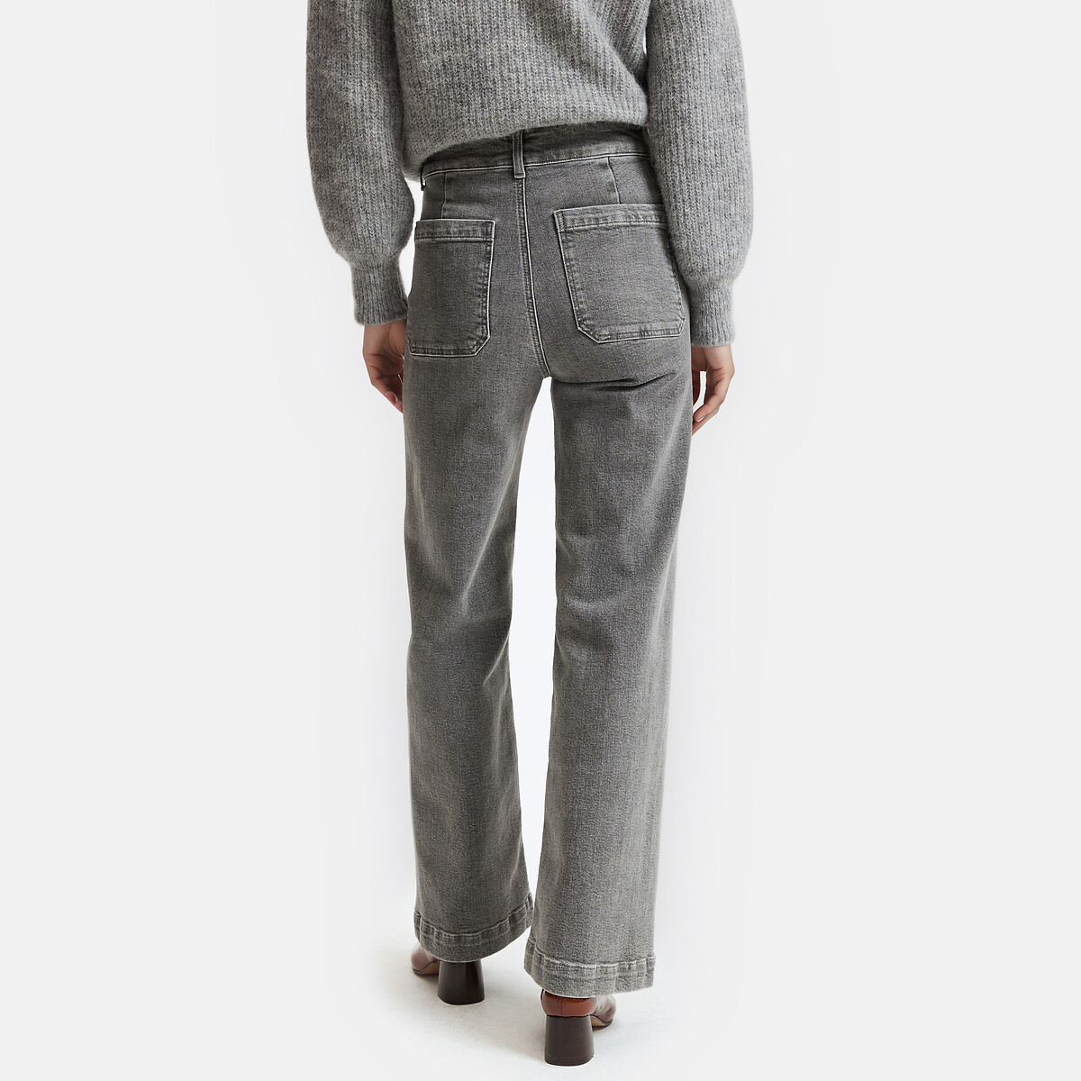 Wide Leg Jeans with High Waist light grey, LA REDOUTE COLLECTIONS