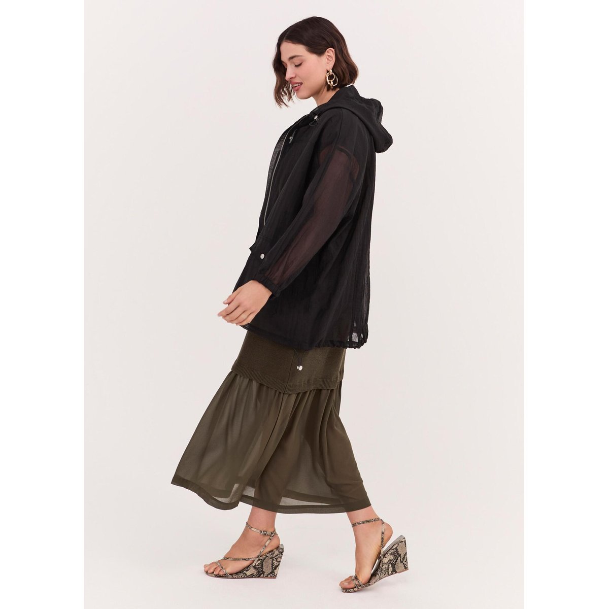 Parka à capuche noir, FIORELLA RUBINO