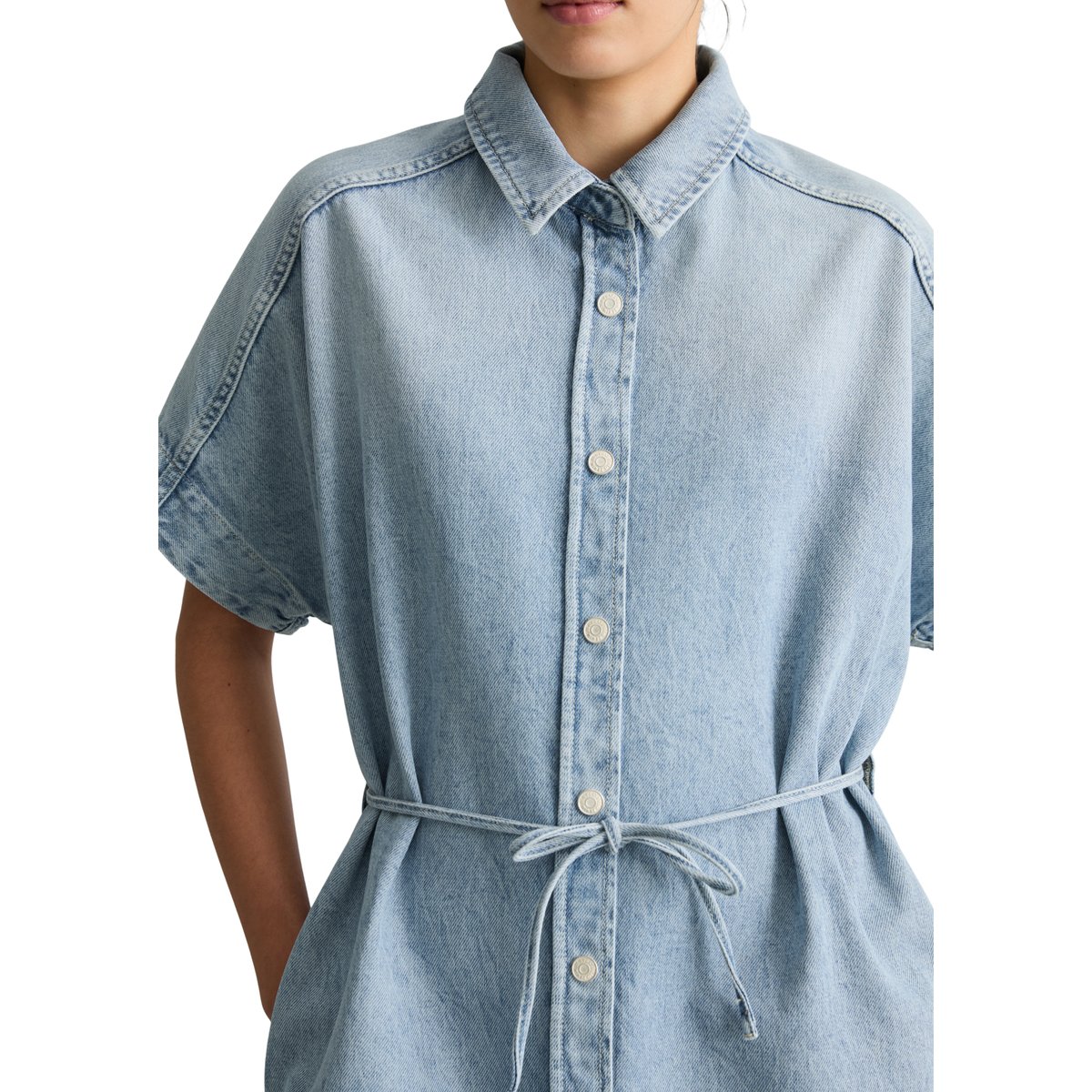 Robe chemisier relaxed en pur coton bleu clair, MARC O’POLO DENIM