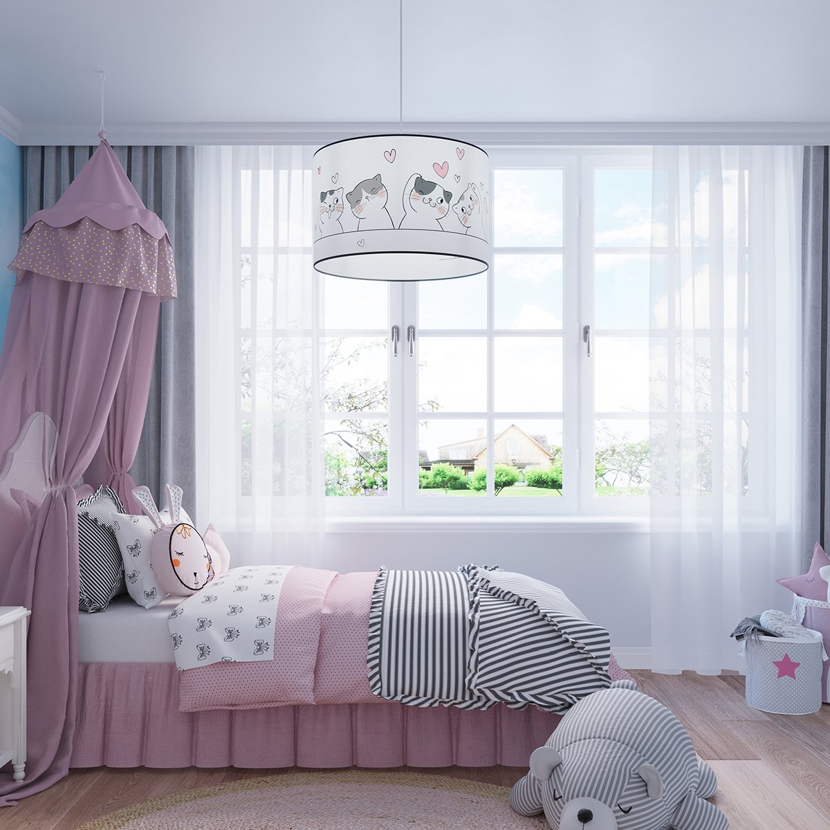 Suspension PVC Multicolore E27 1 Chat 3d 30 multicolore, EDEN
