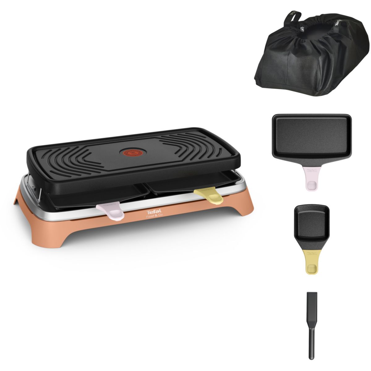Raclette 2 en 1 plancha Food & Co x8 RE651JF0 orange, TEFAL