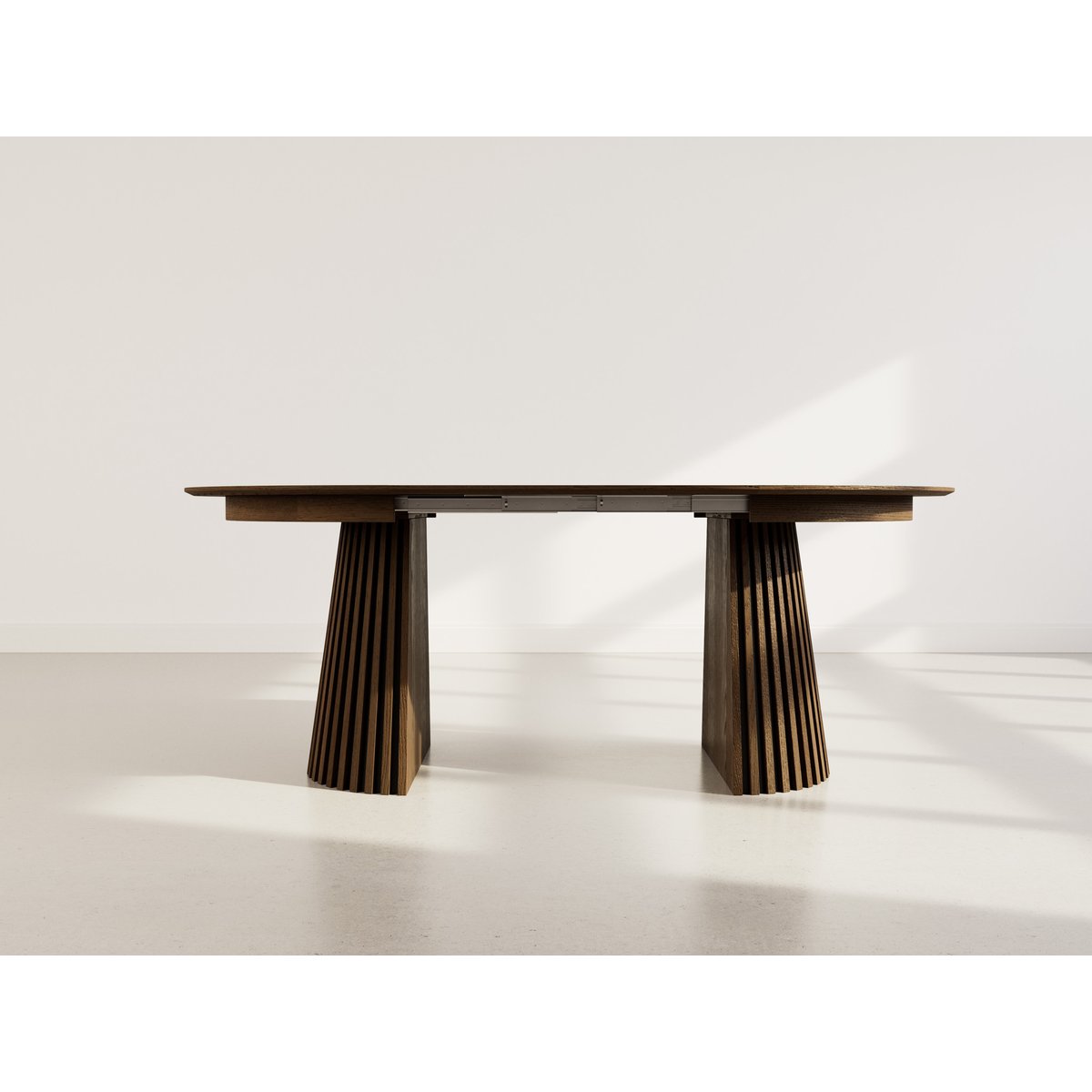 Table à manger ronde extensible bois 4-8pl, FREYA marron, BEST MOBILIER