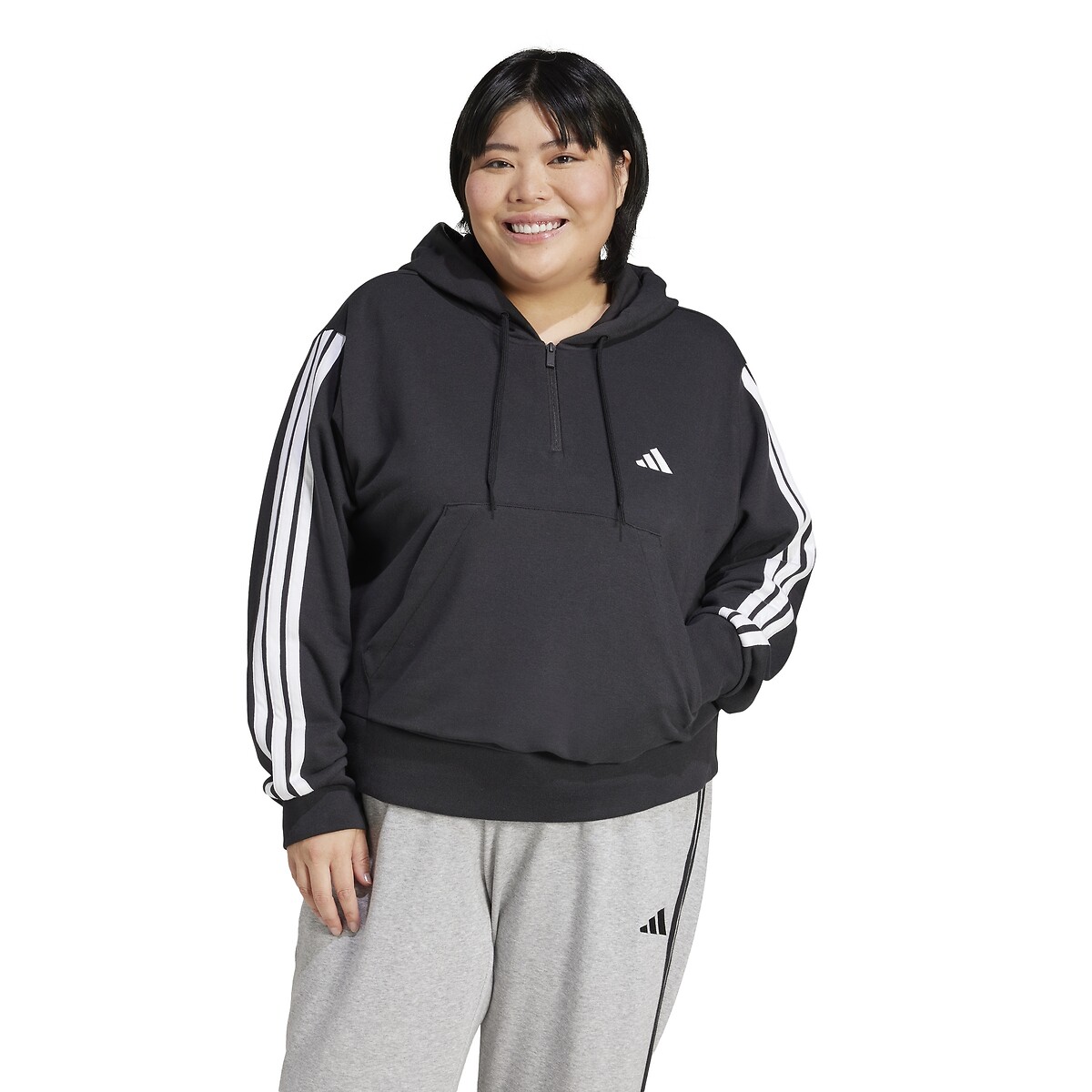 Sweat à capuche zippé Essentials 3-Stripes (Grande noir, ADIDAS SPORTSWEAR