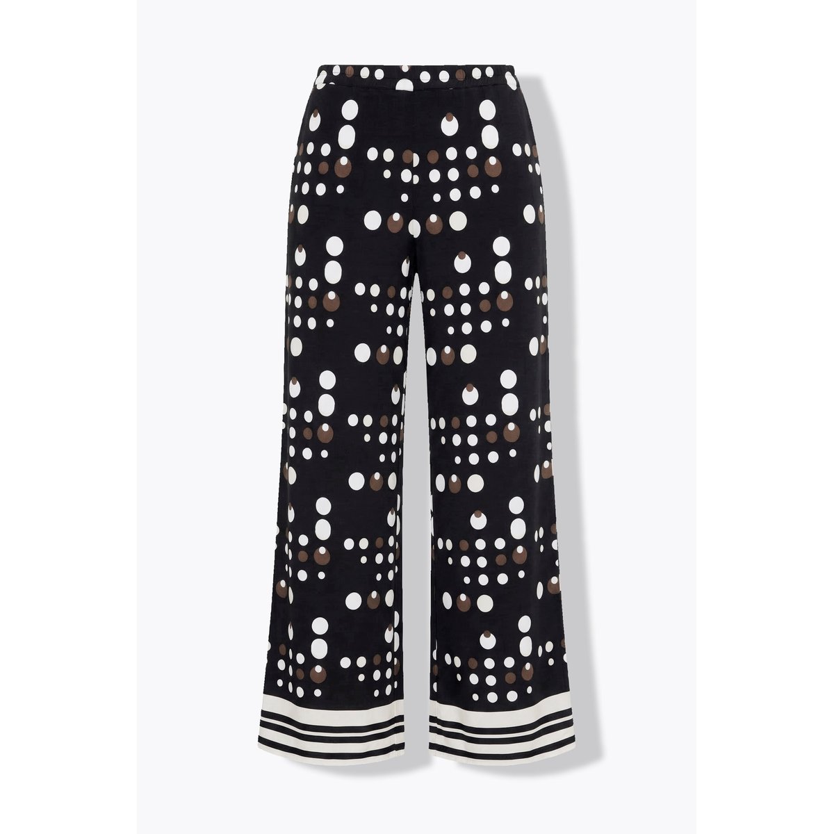 Pantalon au tombé fluide, motif à pois noir, ULLA POPKEN