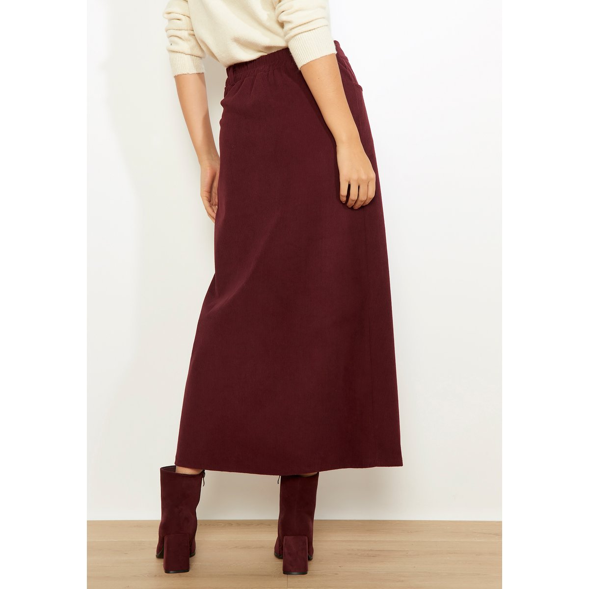 Jupe longue en velours bordeaux wine, LOLALIZA