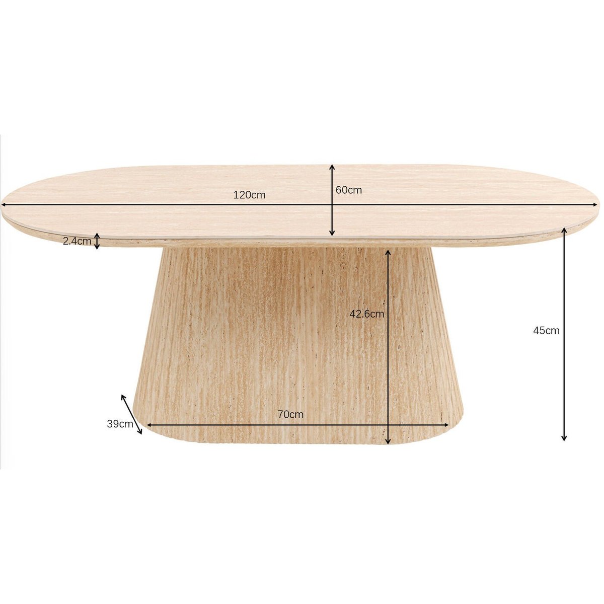 Table basse ovale en grès, ALMA beige, KARE DESIGN