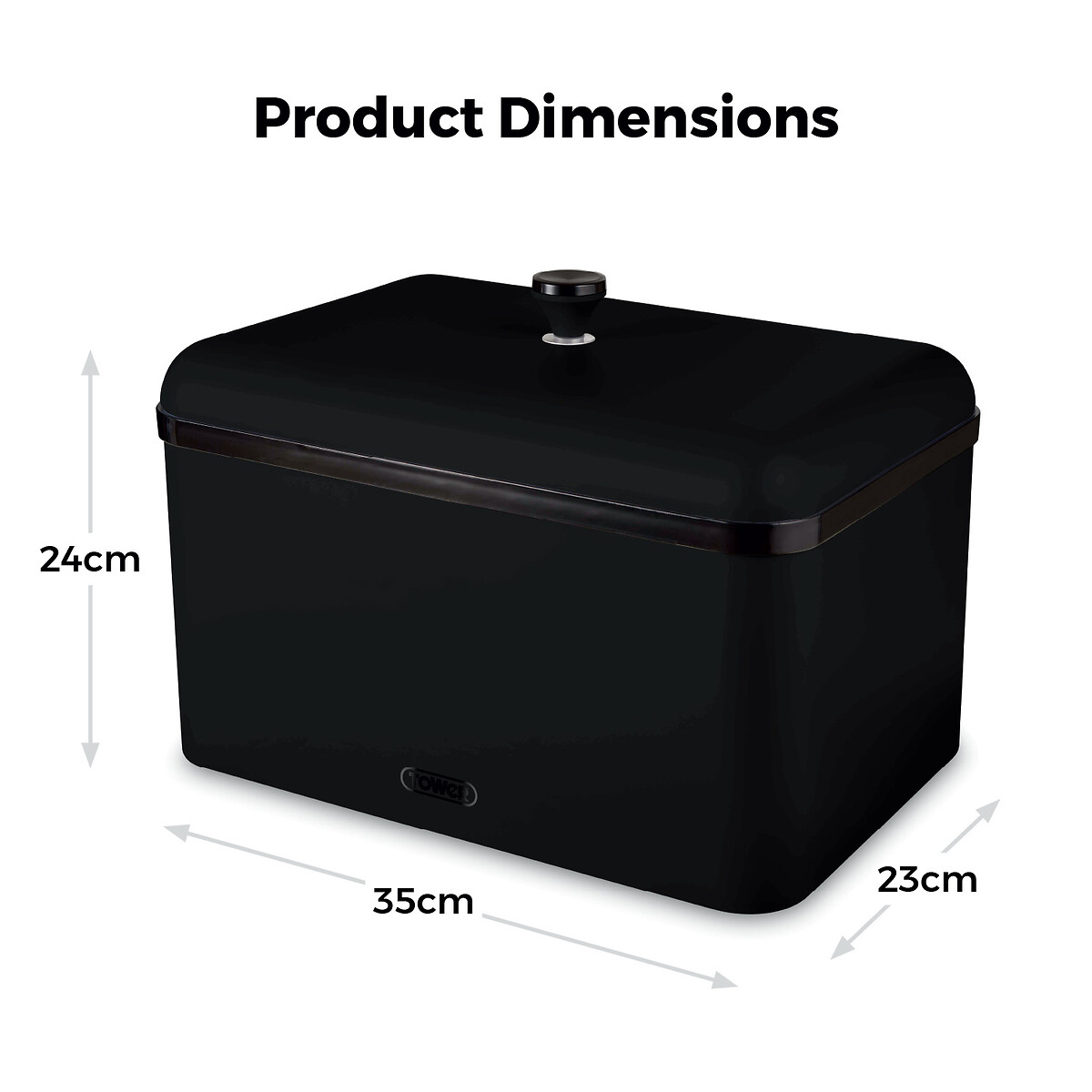 Sera Bread Bin with Smoked Trim black, TOWER