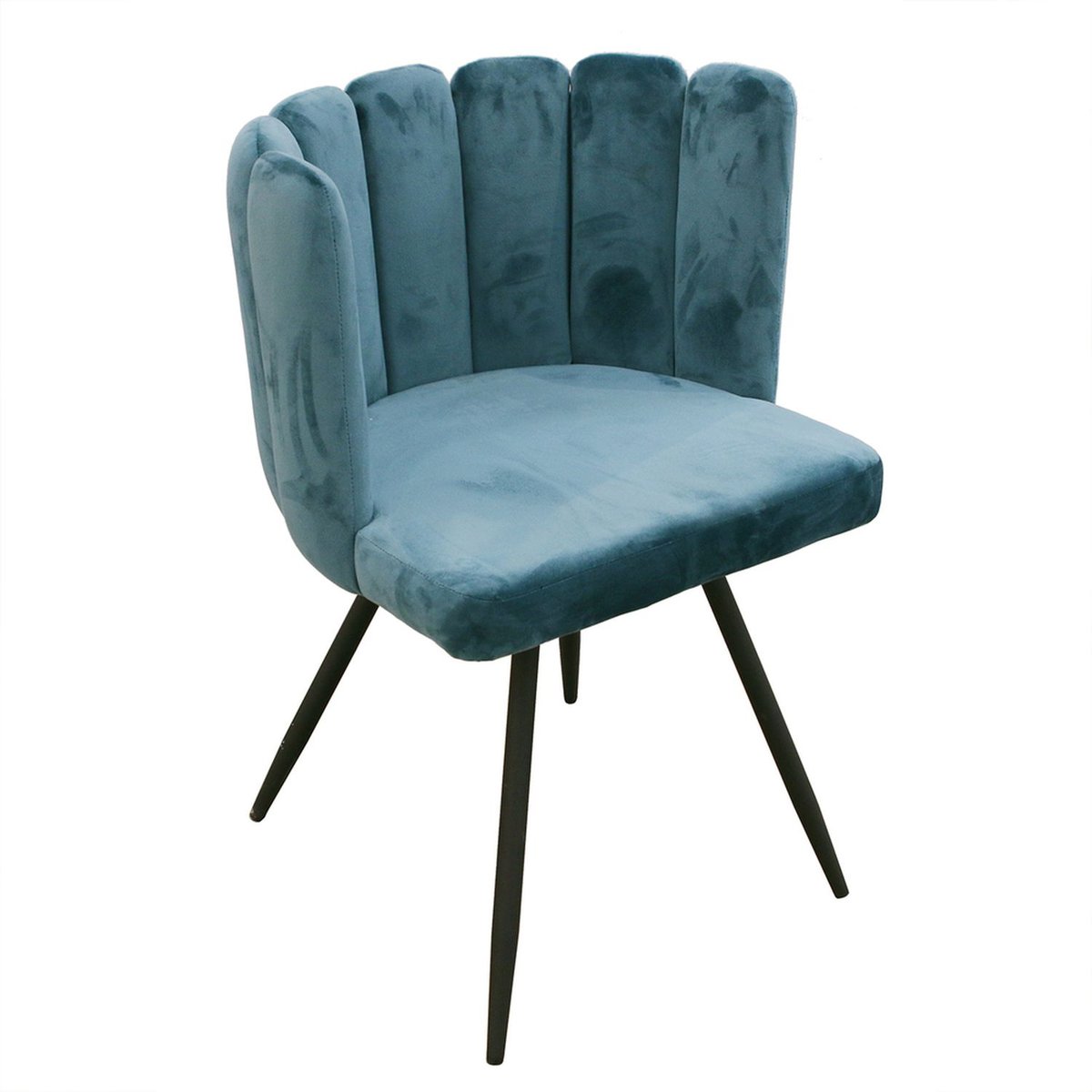 Lot de 2 chaises design capitonné en velours ARIEL bleu, TOILINUX