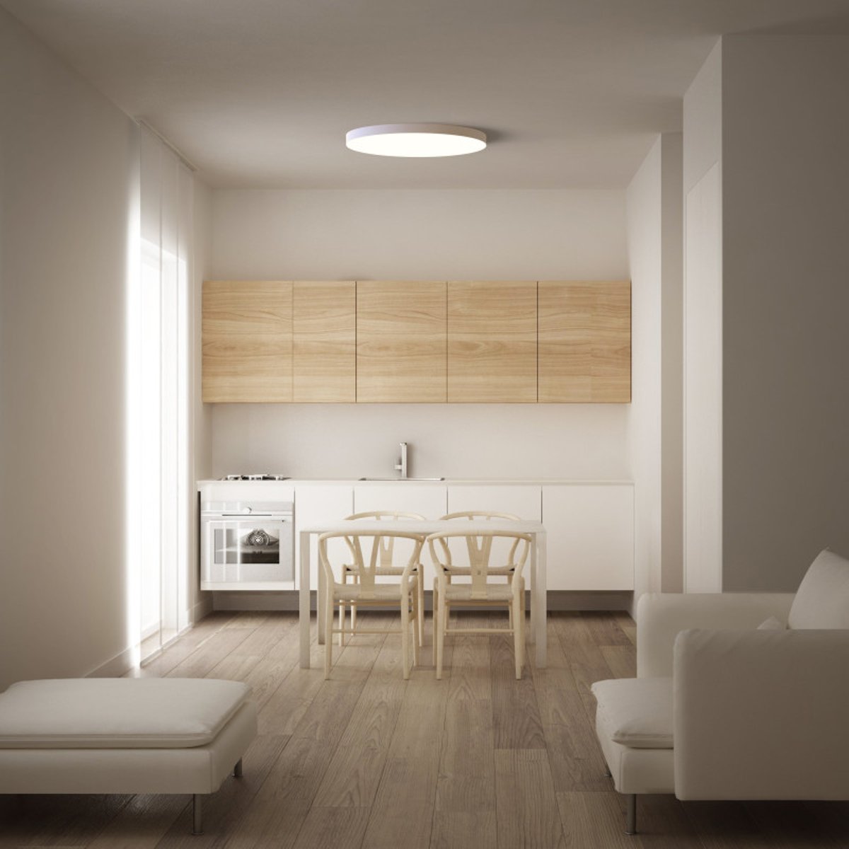 Grand Plafonnier fin blanc led Turin D50 blanc, MILLUMINE