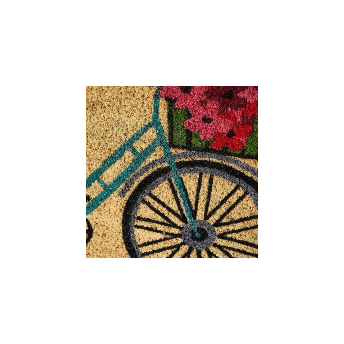 Paillasson Coco Multicolore Vélo Fleuri - 60x40x1.5cm multicolore, WADIGA