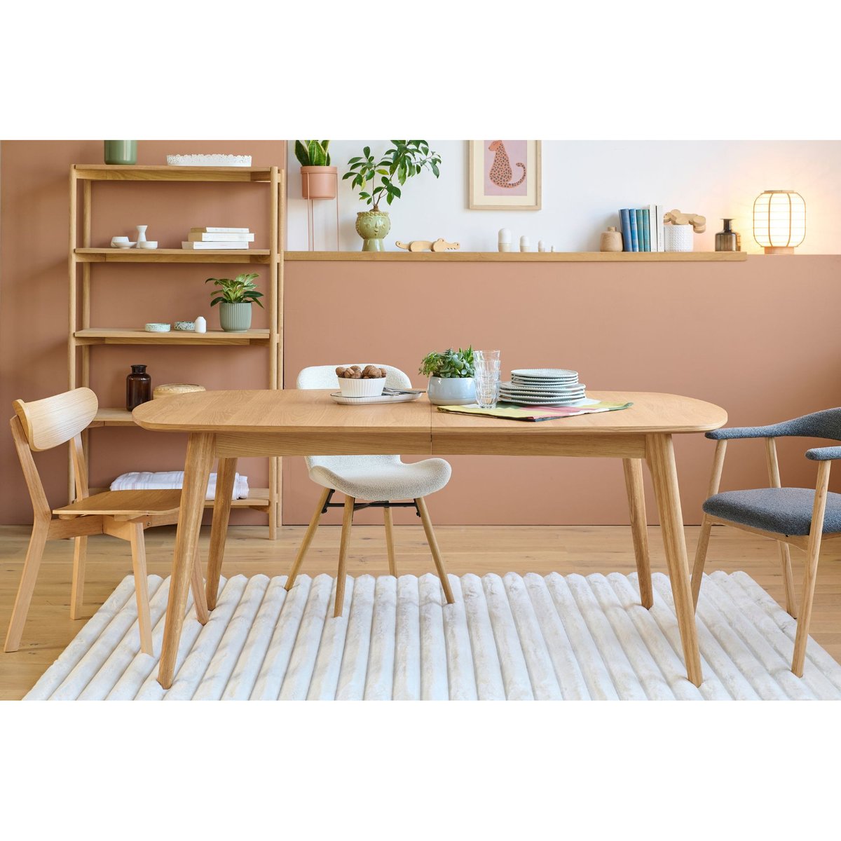 Table à manger ovale en bois 6/8 places L180 - MARTINE bois clair, HELLIN, DEPUIS 1862