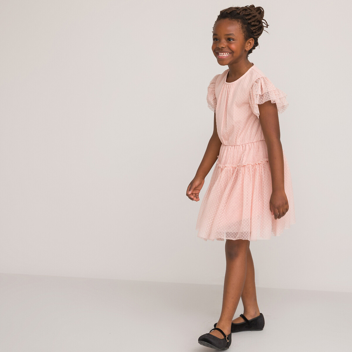 Robe encolure sequins La Redoute Collections rose poudre La Redoute