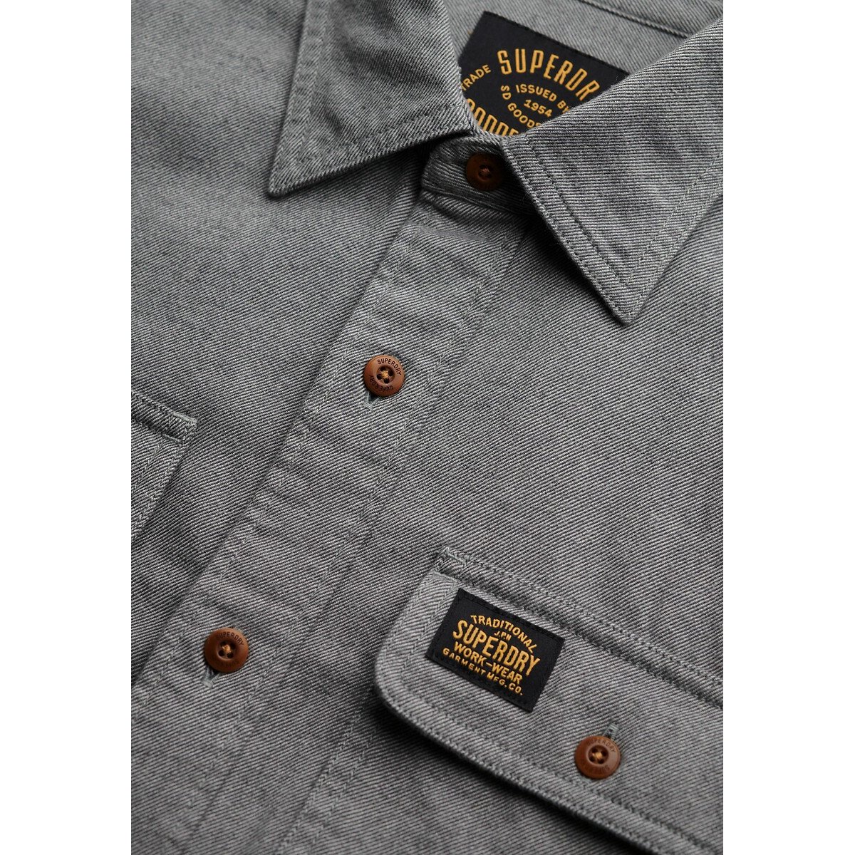 Plain Flannel Shirt blue grey, SUPERDRY
