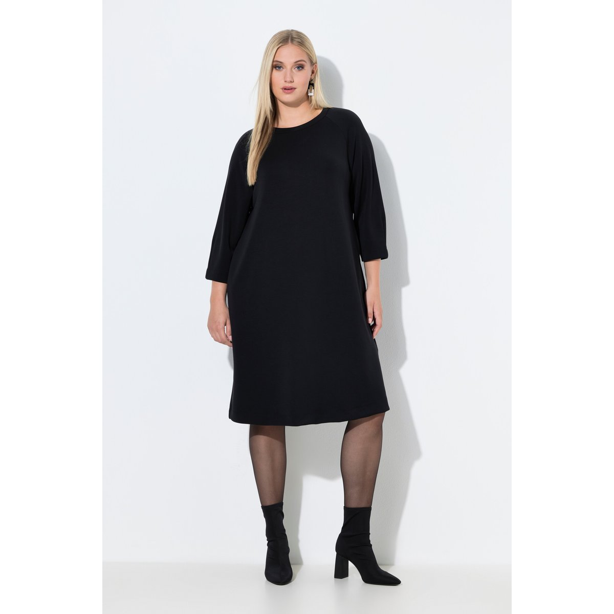 Robe en molleton de modal mélangé noir, ULLA POPKEN