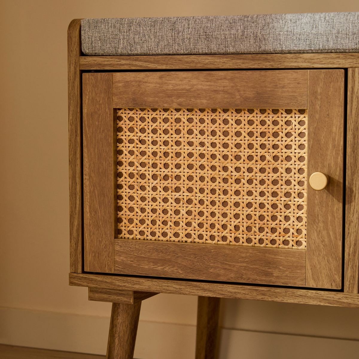 Banc à chaussures 1 porte 3 niches - PALMO bois clair, CALICOSY